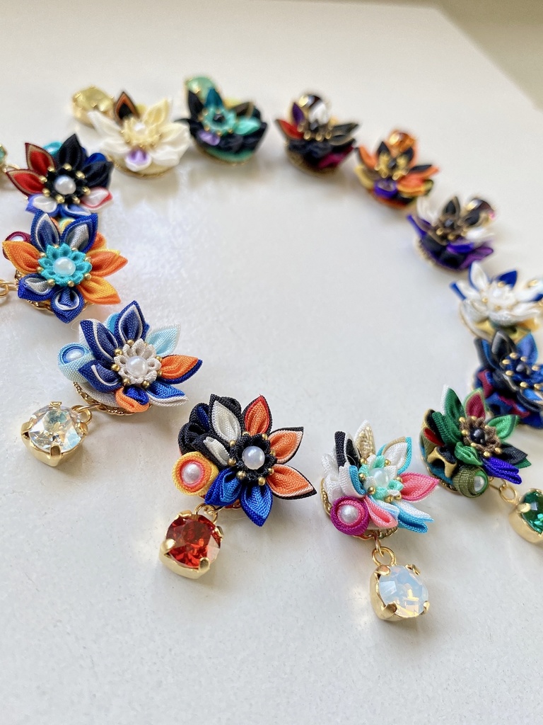 刀剣男士イメージ つまみ細工 小さなお花ピアス/イヤリング (改) 其の肆