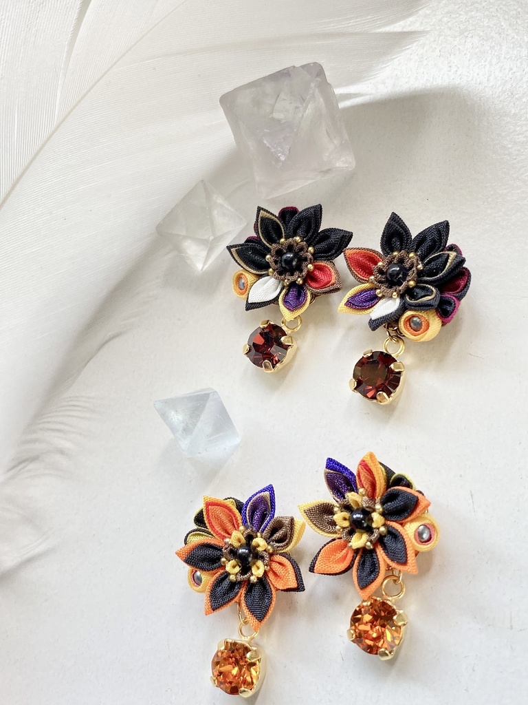 刀剣男士イメージ つまみ細工 小さなお花ピアス/イヤリング (改) 其の肆