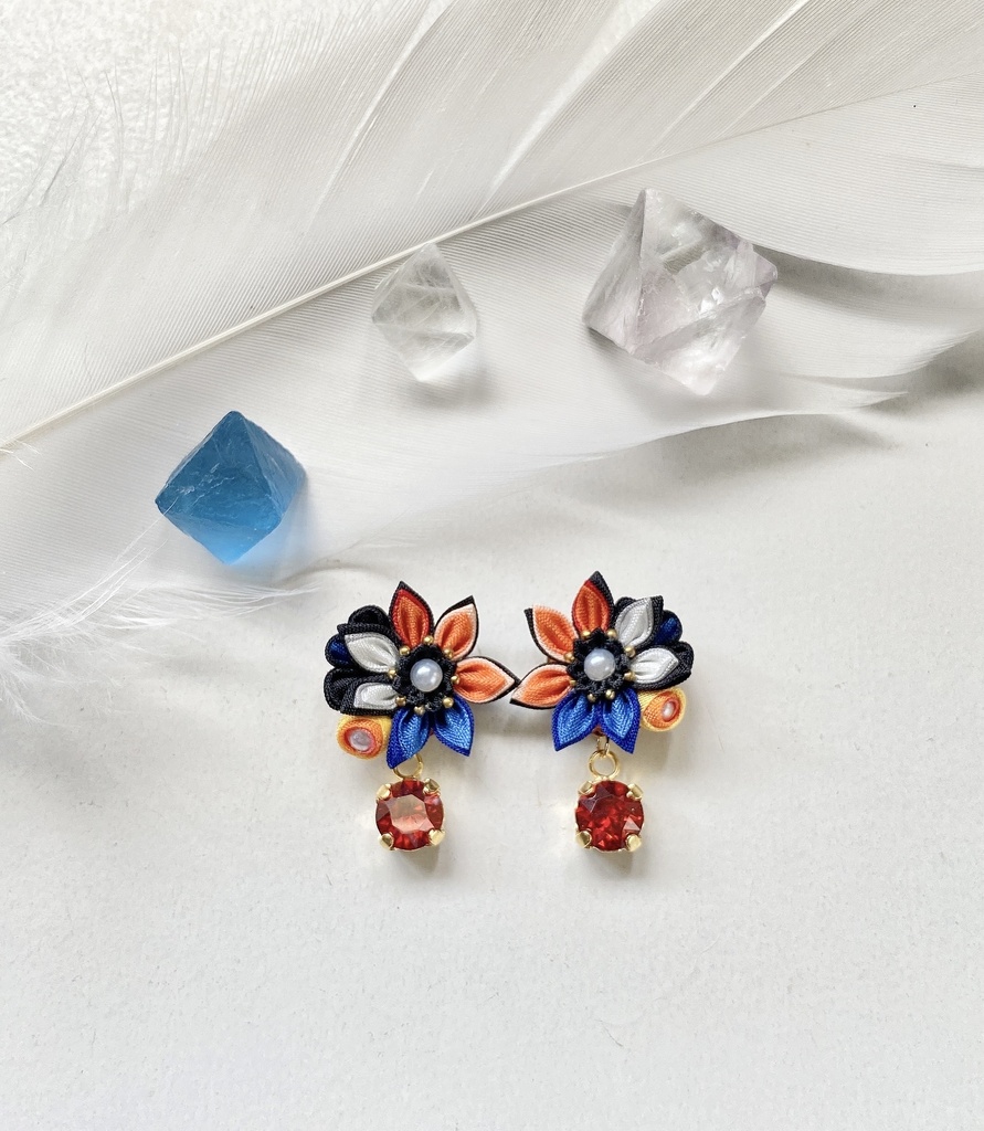 刀剣男士イメージ つまみ細工 小さなお花ピアス/イヤリング (改) 其の肆