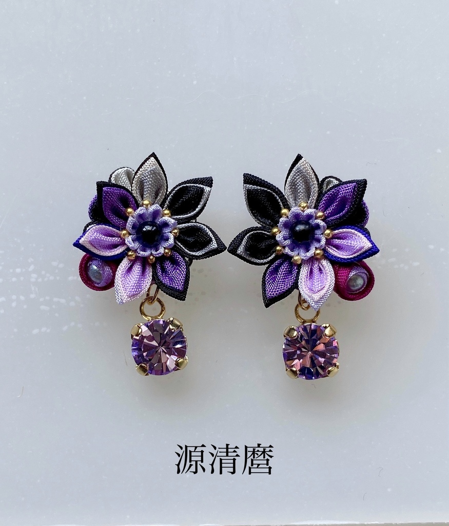 刀剣男士イメージ つまみ細工 小さなお花ピアス/イヤリング (改) 其の伍