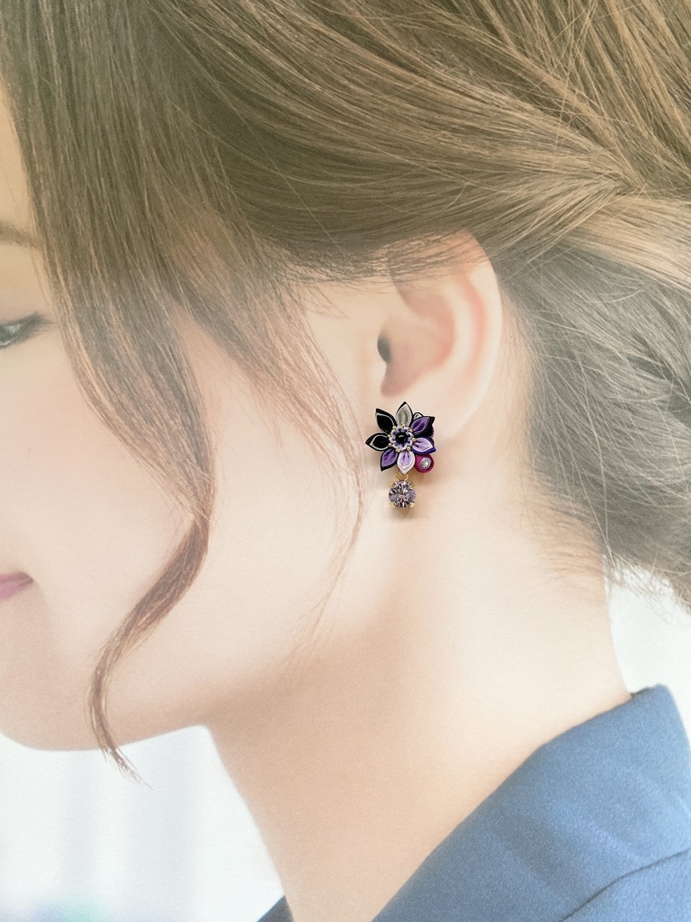 刀剣男士イメージ つまみ細工 小さなお花ピアス/イヤリング (改) 其の伍