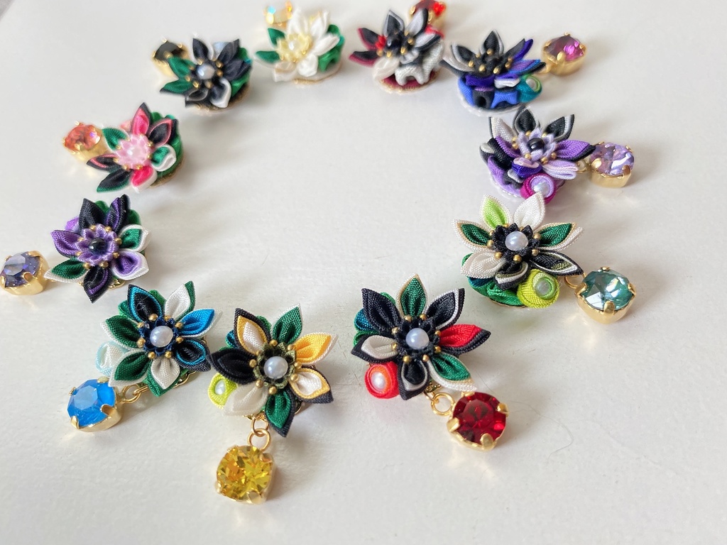 刀剣男士イメージ つまみ細工 小さなお花ピアス/イヤリング (改) 其の伍