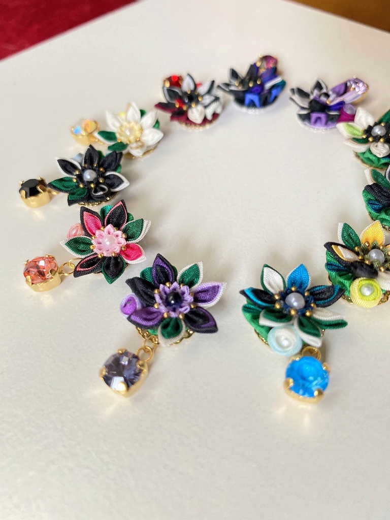 刀剣男士イメージ つまみ細工 小さなお花ピアス/イヤリング (改) 其の伍