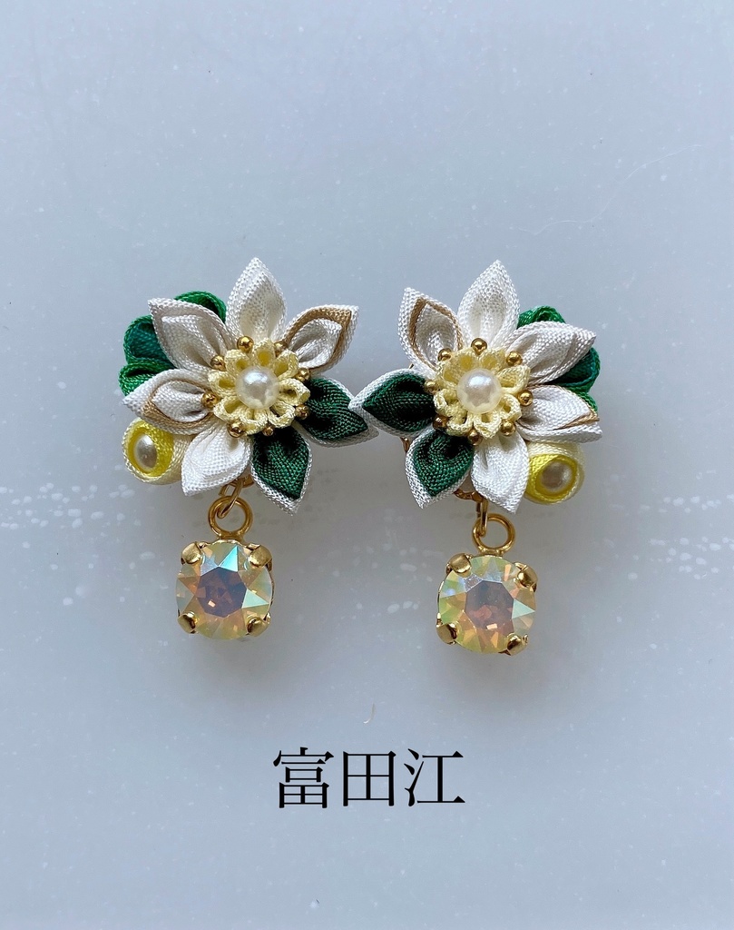 刀剣男士イメージ つまみ細工 小さなお花ピアス/イヤリング (改) 其の伍