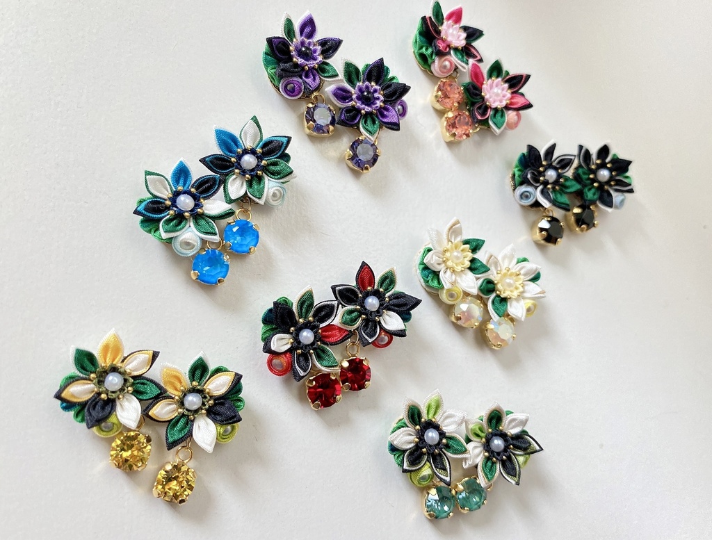 刀剣男士イメージ つまみ細工 小さなお花ピアス/イヤリング (改) 其の伍