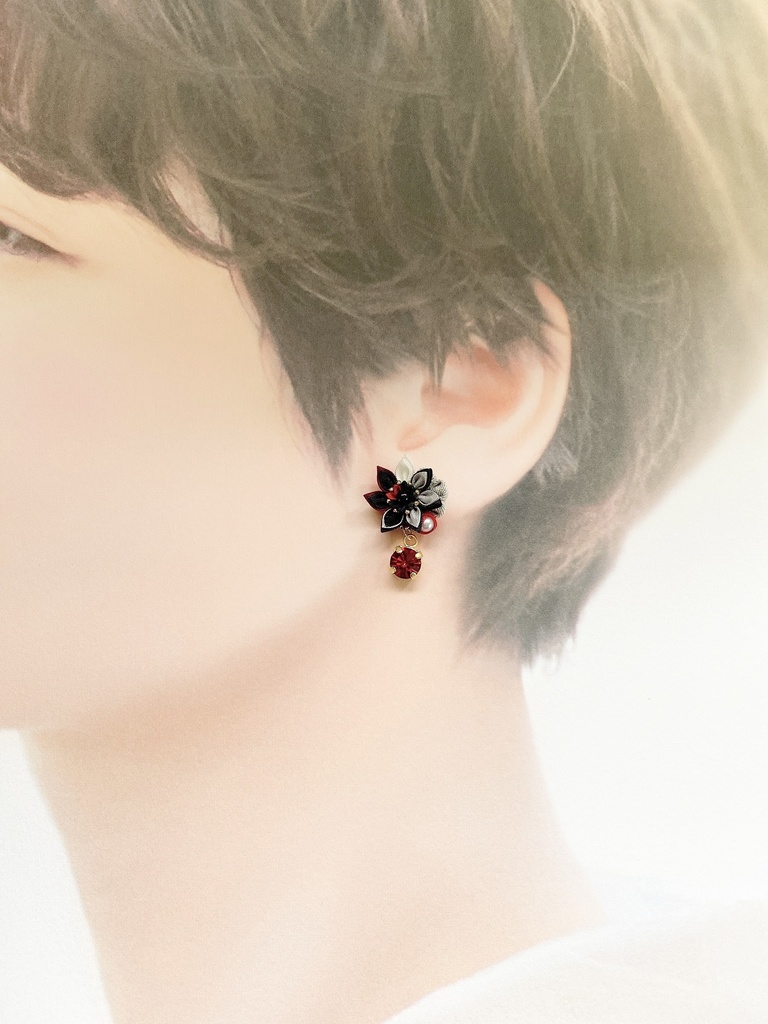 刀剣男士イメージ つまみ細工 小さなお花ピアス/イヤリング (改) 其の伍