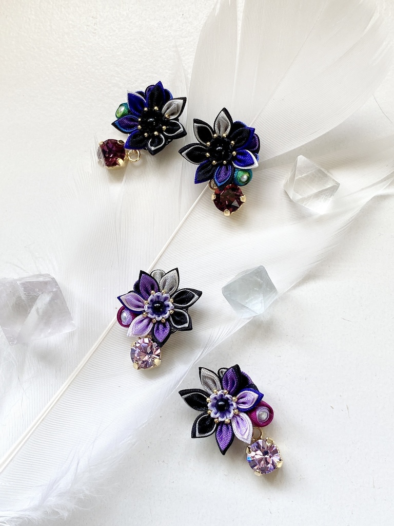 刀剣男士イメージ つまみ細工 小さなお花ピアス/イヤリング (改) 其の伍