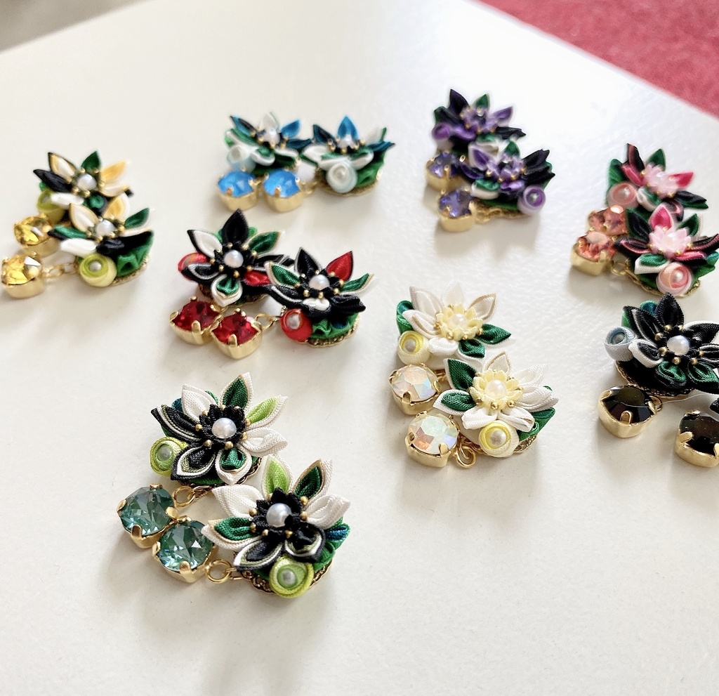 刀剣男士イメージ つまみ細工 小さなお花ピアス/イヤリング (改) 其の伍