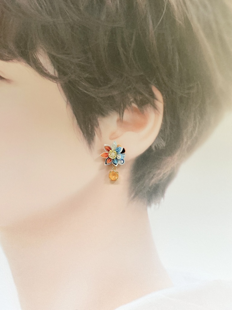 刀剣男士イメージ つまみ細工 小さなお花ピアス/イヤリング (改) 其の陸