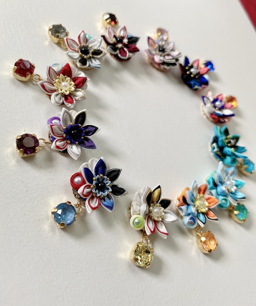 刀剣男士イメージ つまみ細工 小さなお花ピアス/イヤリング (改) 其の陸