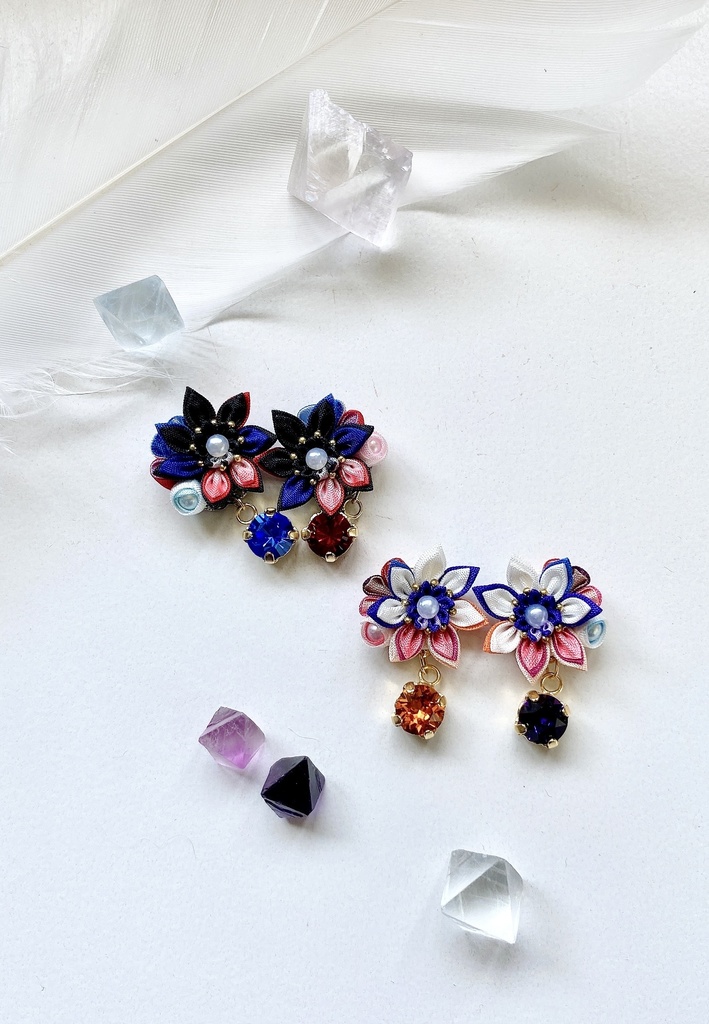 刀剣男士イメージ つまみ細工 小さなお花ピアス/イヤリング (改) 其の陸