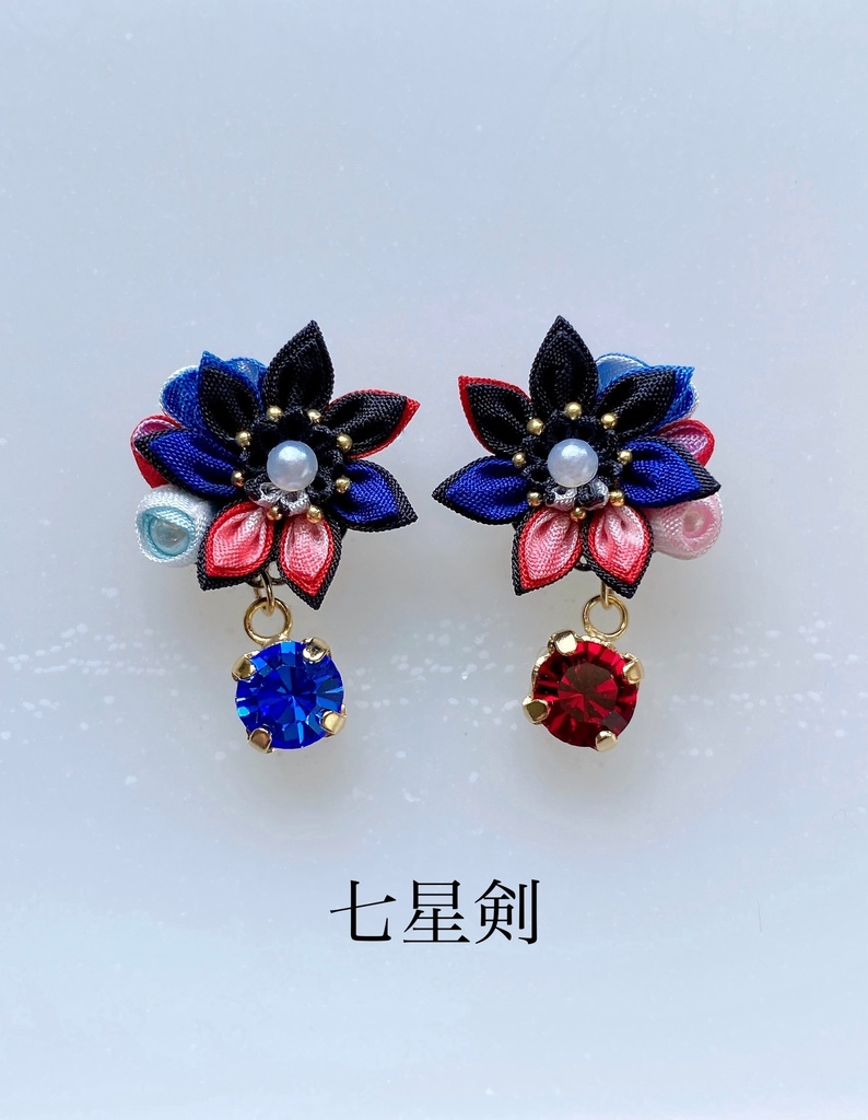 刀剣男士イメージ つまみ細工 小さなお花ピアス/イヤリング (改) 其の陸