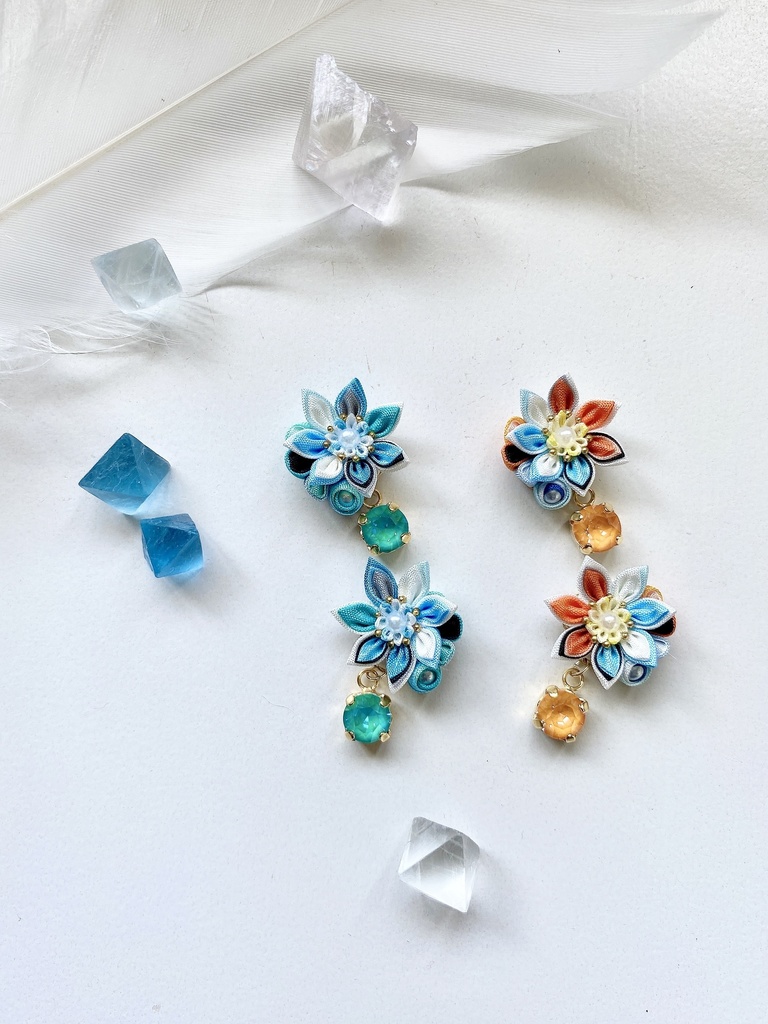 刀剣男士イメージ つまみ細工 小さなお花ピアス/イヤリング (改) 其の陸