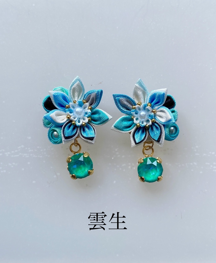 刀剣男士イメージ つまみ細工 小さなお花ピアス/イヤリング (改) 其の陸
