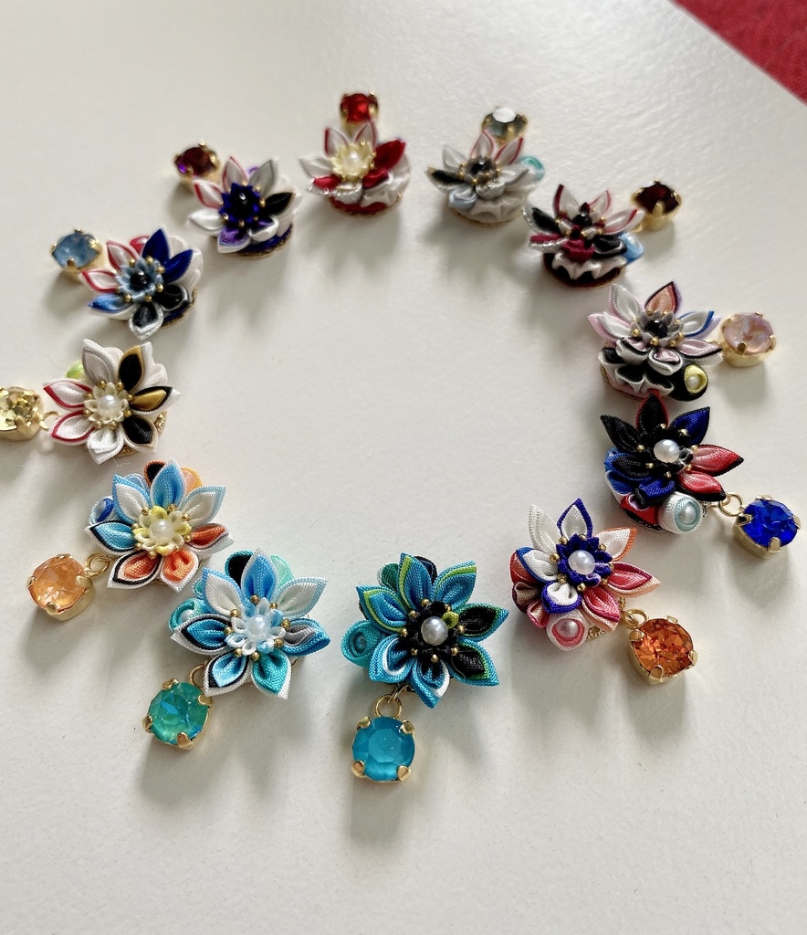 刀剣男士イメージ つまみ細工 小さなお花ピアス/イヤリング (改) 其の陸