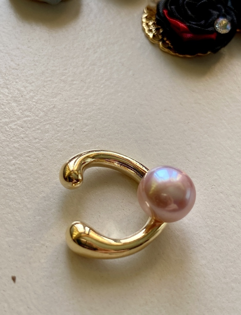 刀剣男士イメージ つまみ細工 小さなお花(薔薇)ピアス/イヤリング (イヤーカフ付き)