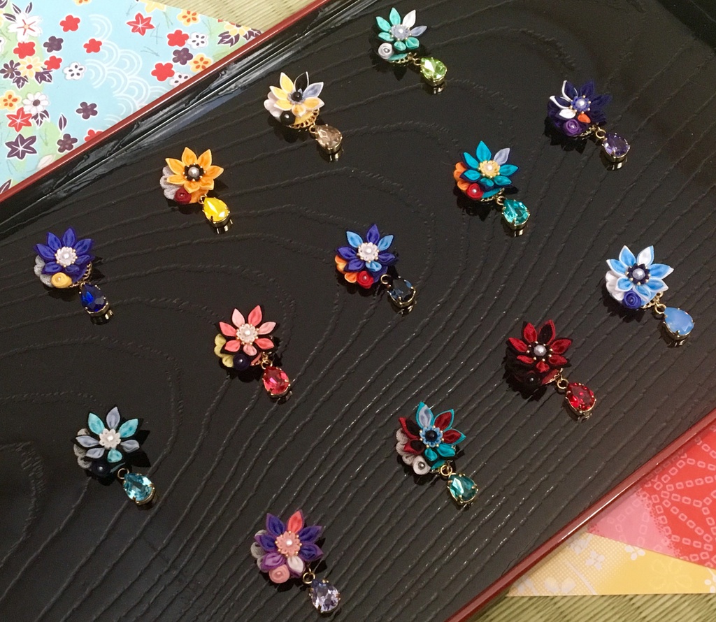 刀剣男士イメージ つまみ細工 お花ピアス/イヤリング