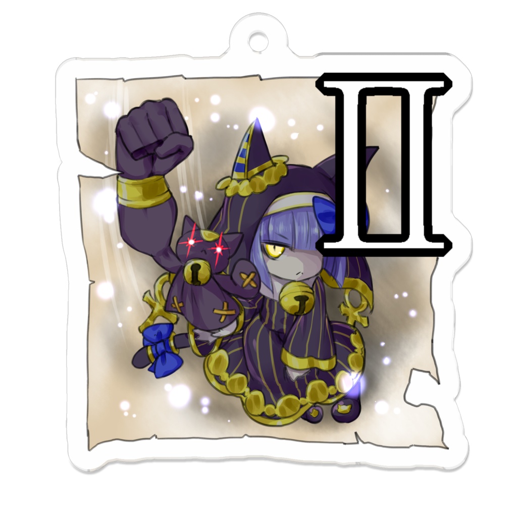 バステトアナザーの紙片風アクリルキーホルダー 50×50（mm）