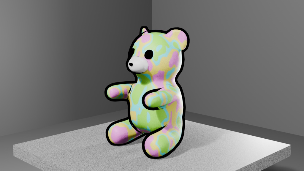 【無料】マーブルベア(クッション付き)|Blender / Unity 対応