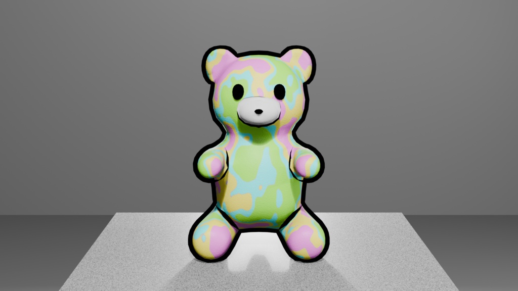 【無料】マーブルベア(クッション付き)|Blender / Unity 対応