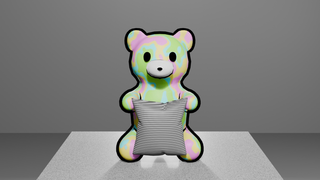 【無料】マーブルベア(クッション付き)｜Blender / Unity 対応