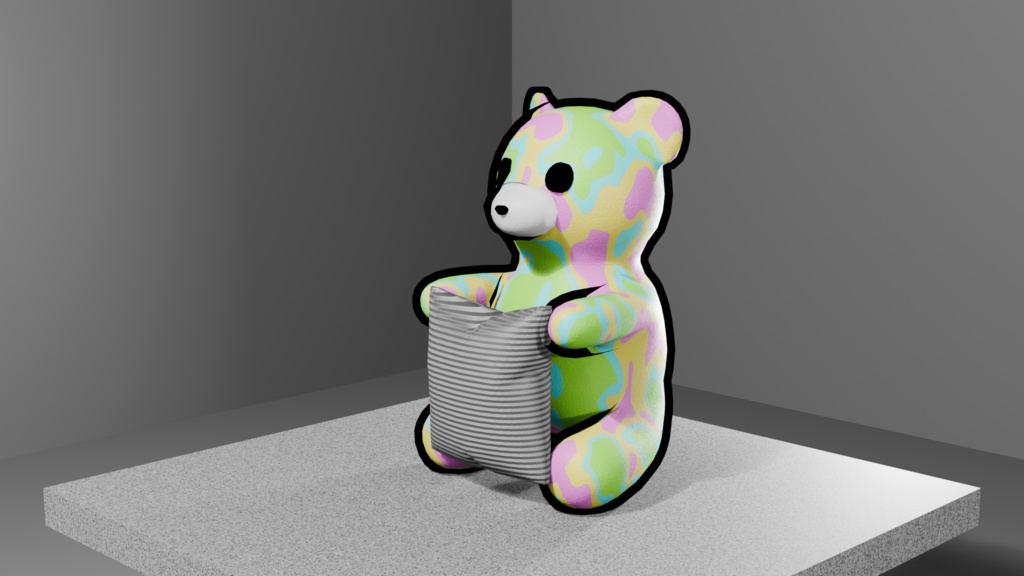 【無料】マーブルベア(クッション付き)|Blender / Unity 対応