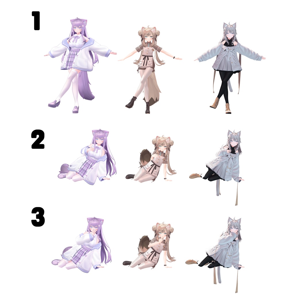 Hyeonpyo Pose Set (Moe, Manuka, Shinano)