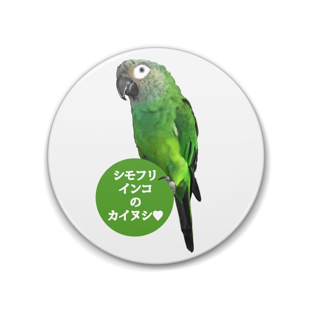 シモフリインコー缶バッチ