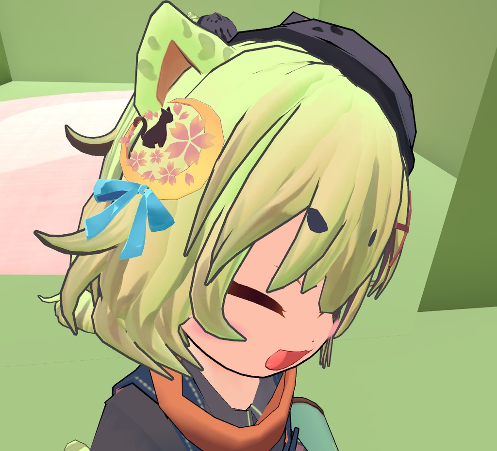 【3Dアクセサリー】猫と桜のキーアクセサリー