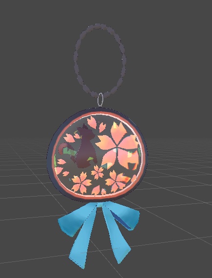 【3Dアクセサリー】猫と桜のキーアクセサリー