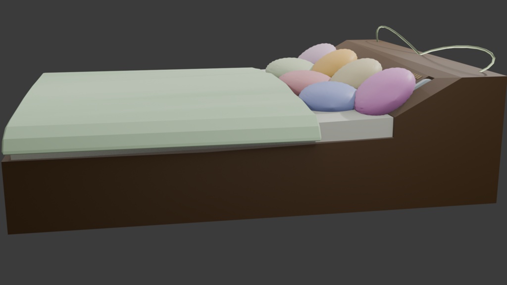 【VRChat想定】枕たっぷり大きいベッド