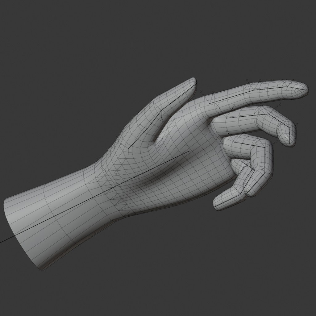 手の3Dモデル（ボーン&ウェイトあり）/ .blendファイル