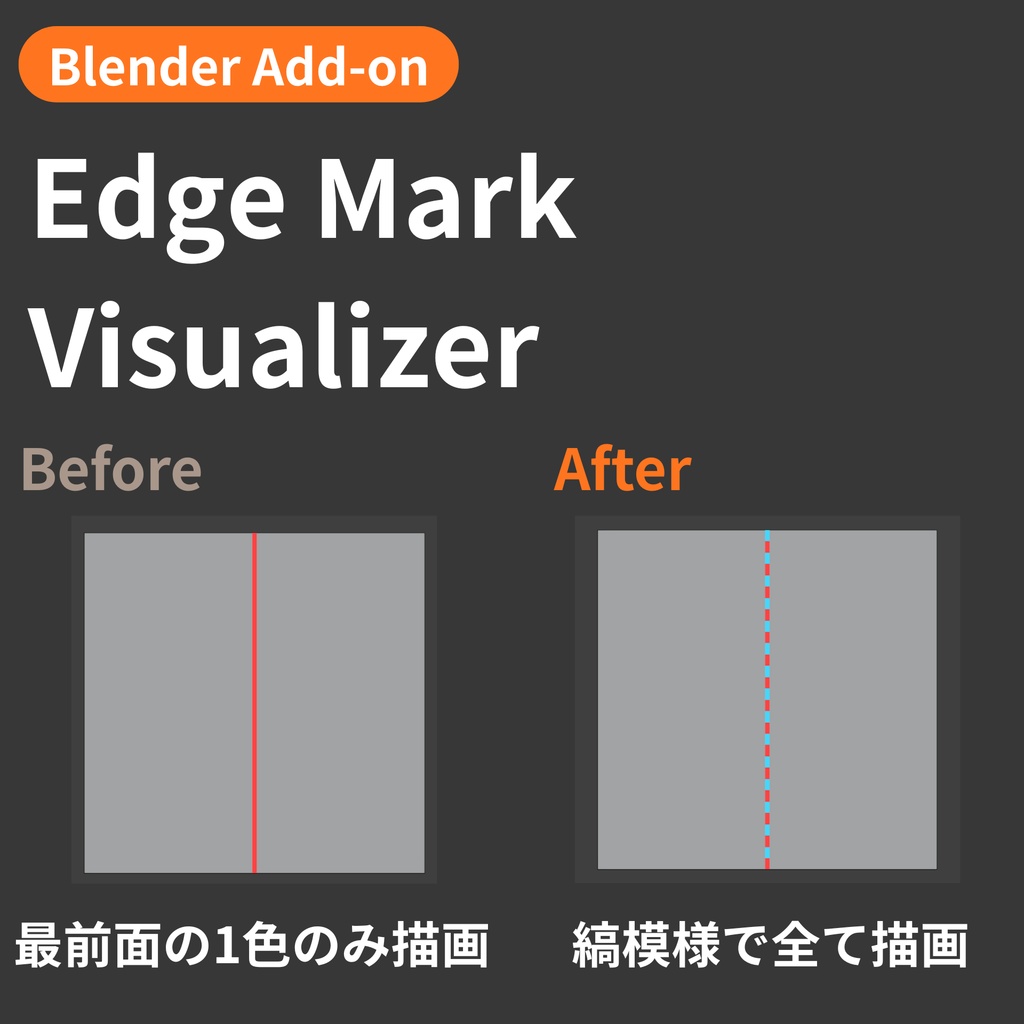 【Blender Add-on】Edge Mark Visualizer - 重なったエッジマークを縞模様で可視化