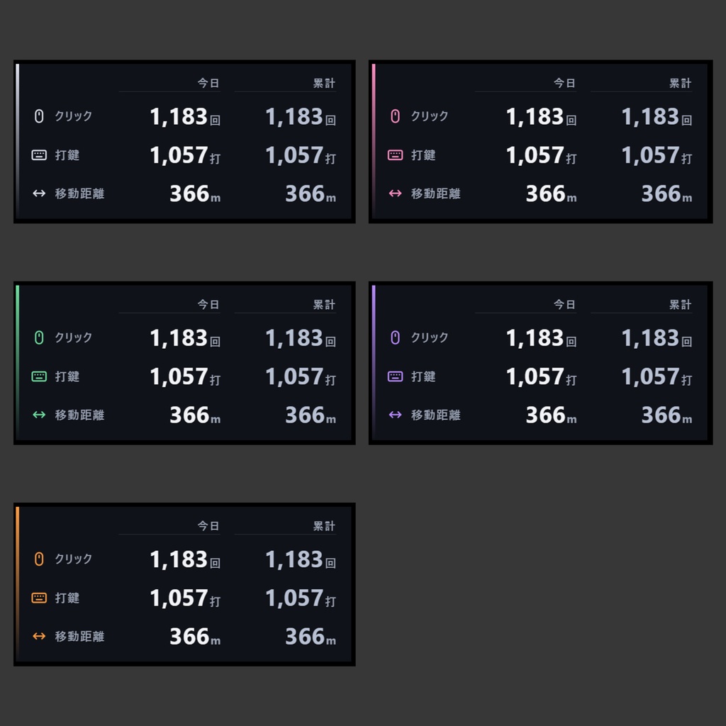 【OBS】Activity Counter - マウス・キーボードの操作量を表示