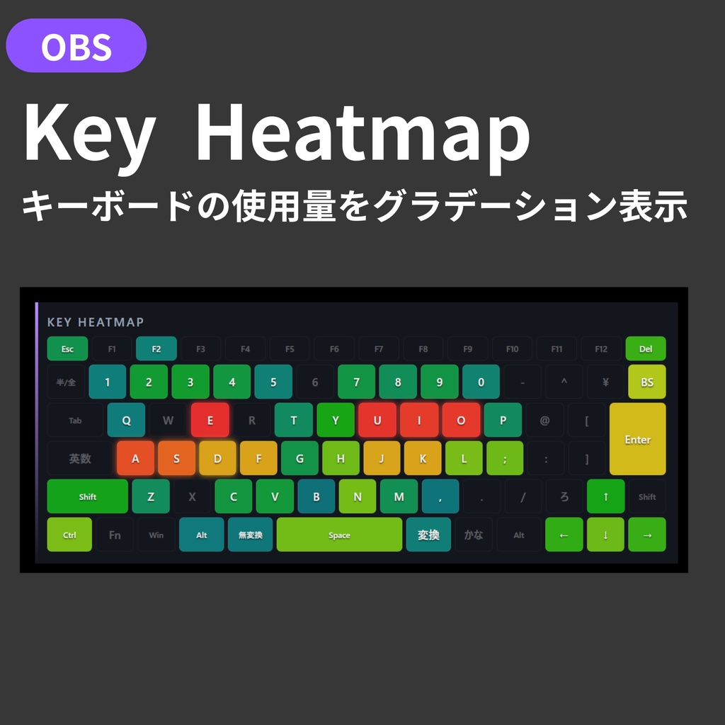 【OBS】Key Heatmap - キーボードの使用量をグラデーション表示