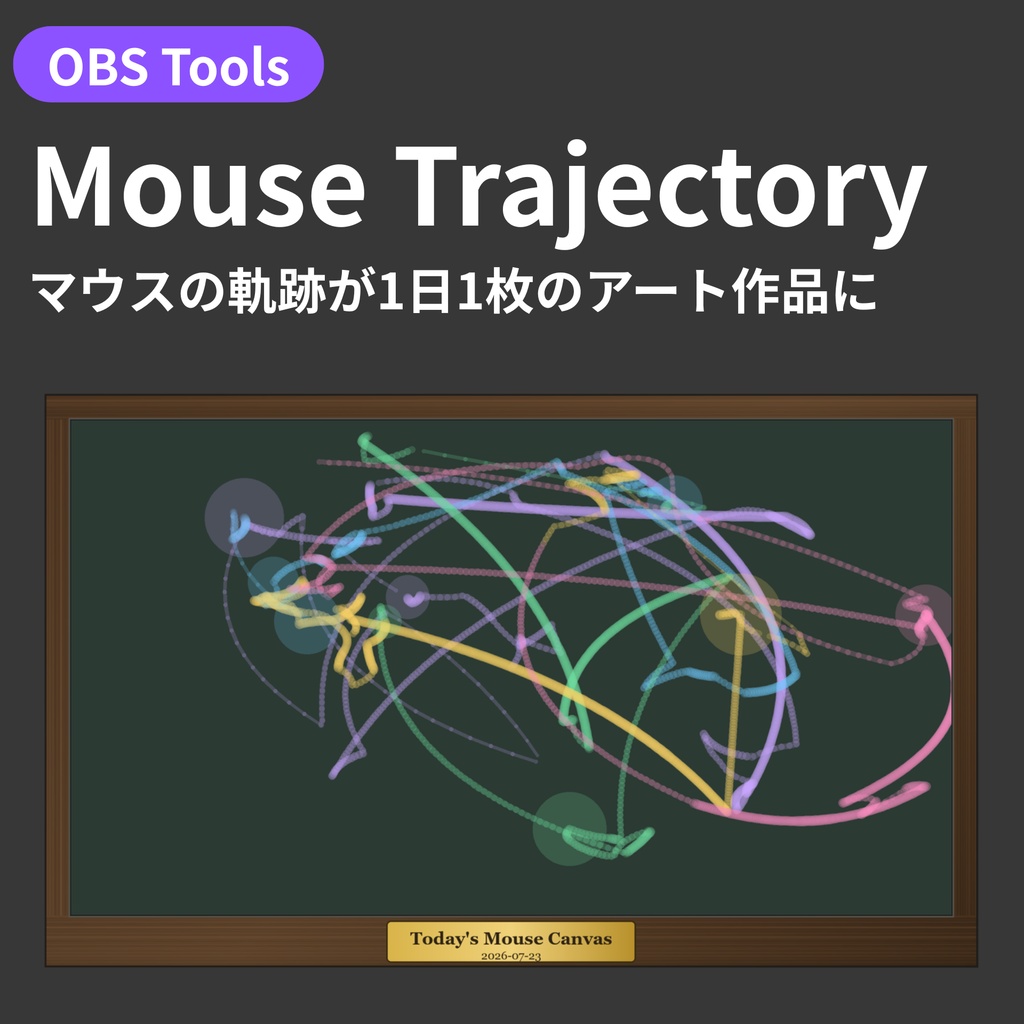 【OBS配信オーバーレイ】Mouse Trajectory - マウスの軌跡が1日1枚のアート作品に