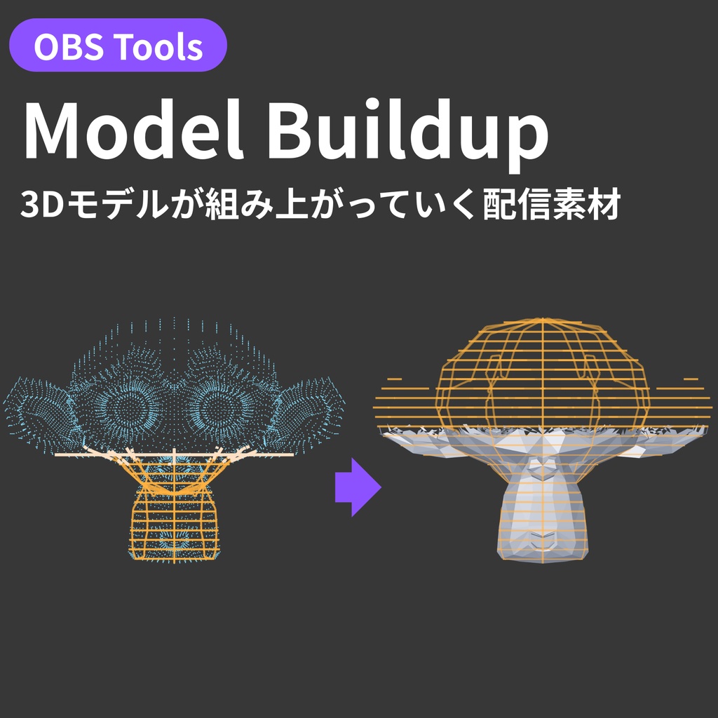 【OBS配信オーバーレイ】Model Build-Up - 3Dモデルが回転しながら組み上がる演出