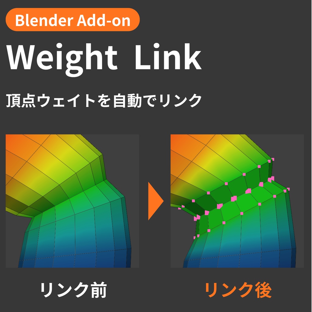 【Blender Add-on】Weight Link - 頂点ウェイトを自動でリンクさせる