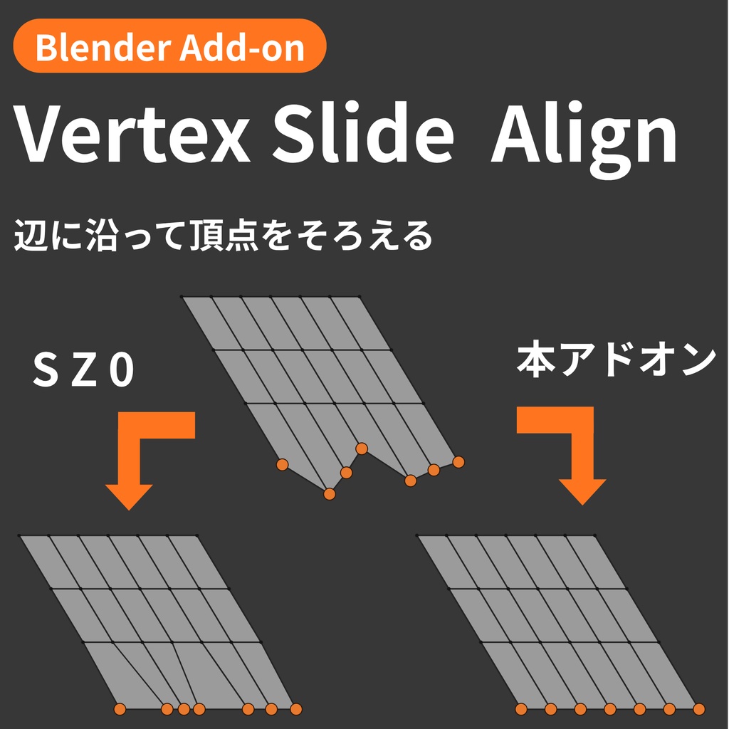 【Blender Add-on】Vertex Slide Align - 辺に沿って頂点をそろえる