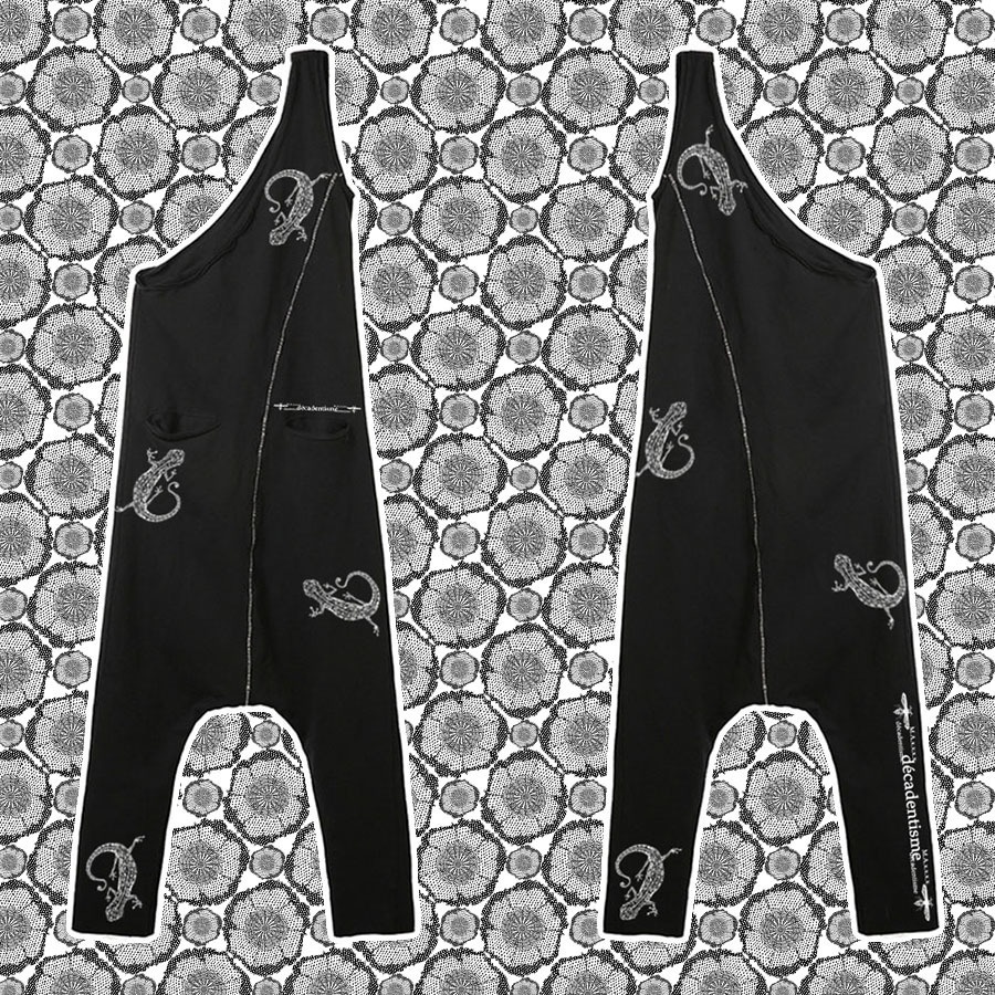 ヤモリ ワンショルダーサルエルオールインワン【銀箔押し】