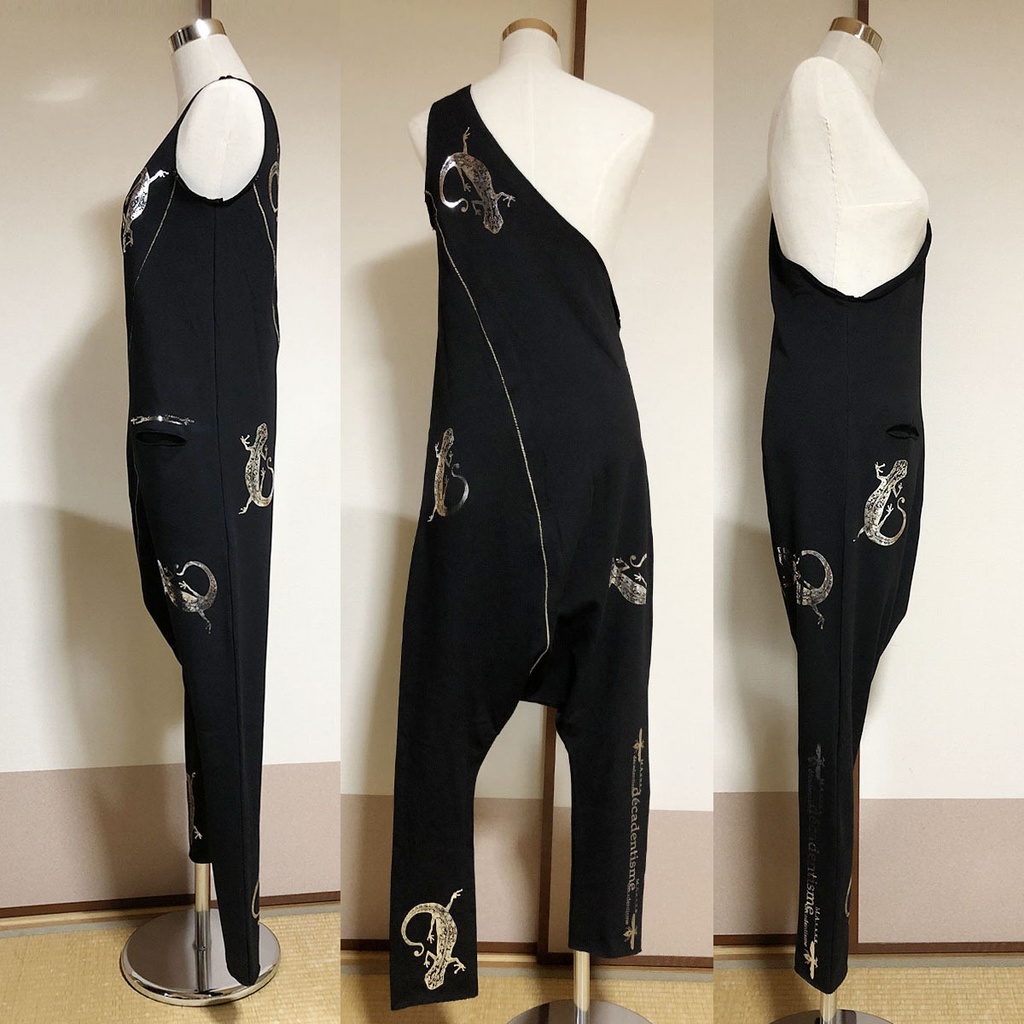 ヤモリ ワンショルダーサルエルオールインワン【銀箔押し】