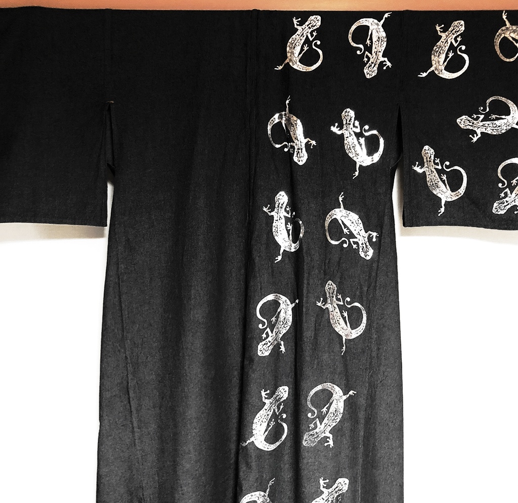 ヤモリ デニムのお着物【受注制作】