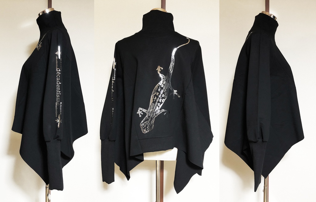 銀箔BiGヤモリのヘムライントップス