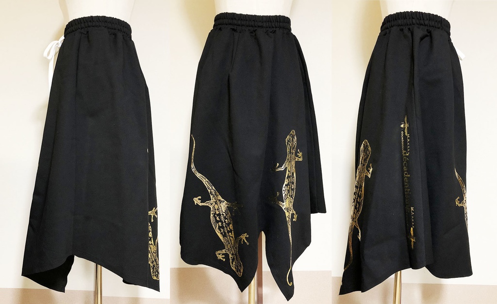 BIG金箔ヤモリのヘムラインスカート【M】