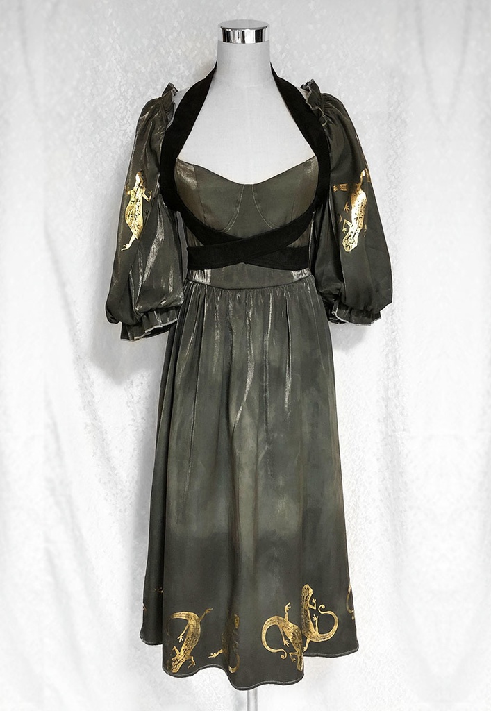 ヤモリのRomantiqueドレス【ディープグリーン】