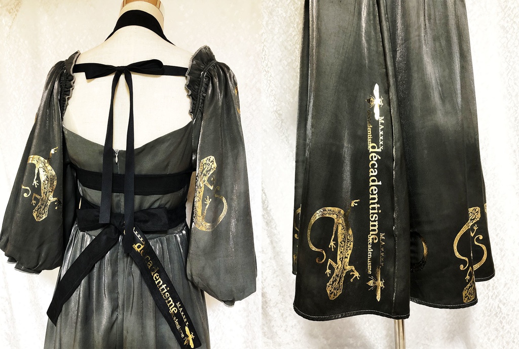 ヤモリのRomantiqueドレス【ディープグリーン】