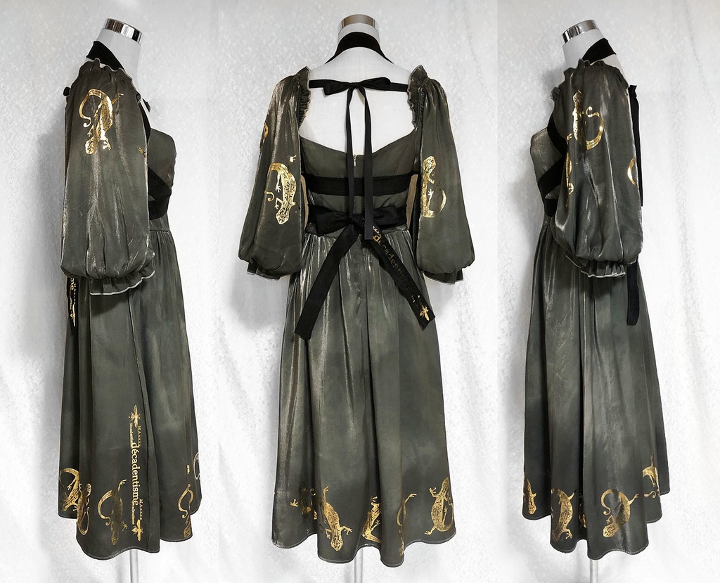 ヤモリのRomantiqueドレス【ディープグリーン】