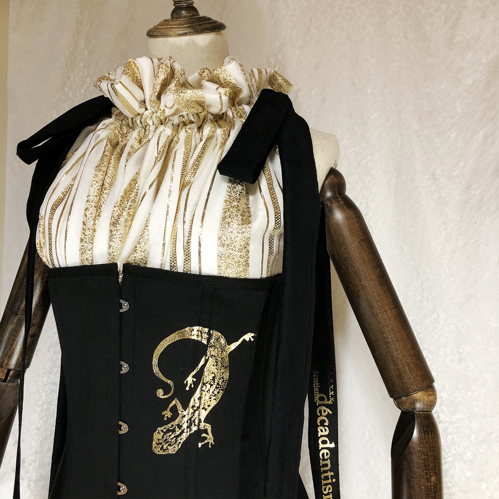 ヤモリ×シフォンジャガードのRibbonロングブラウス