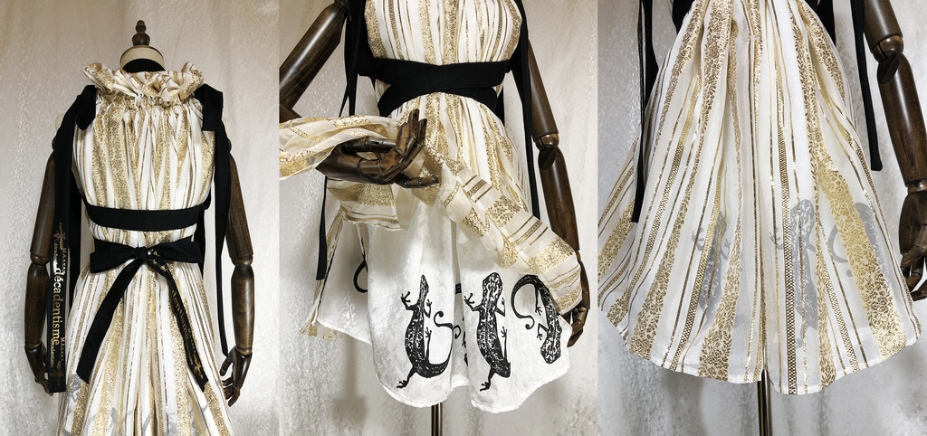 ヤモリ×シフォンジャガードのRibbonロングブラウス