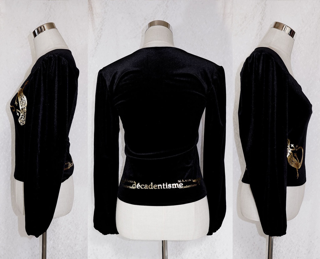 金箔ヤモリのベロアカットソー